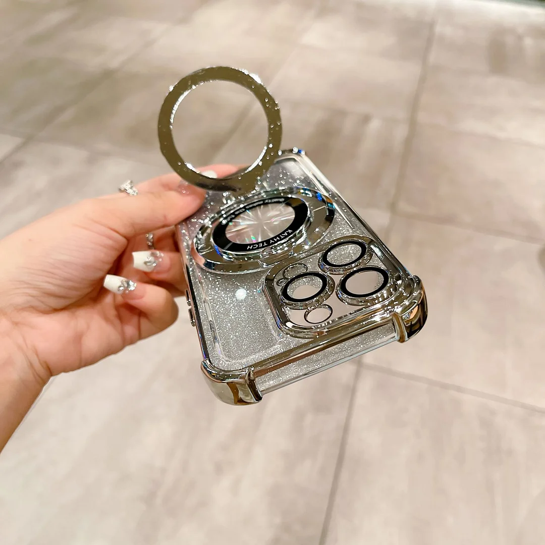 Pasuje do iPhone'a 15 PRO Apple Square, błyszczącego, galwanizowanego etui na telefon zapobiegającego upadkowi