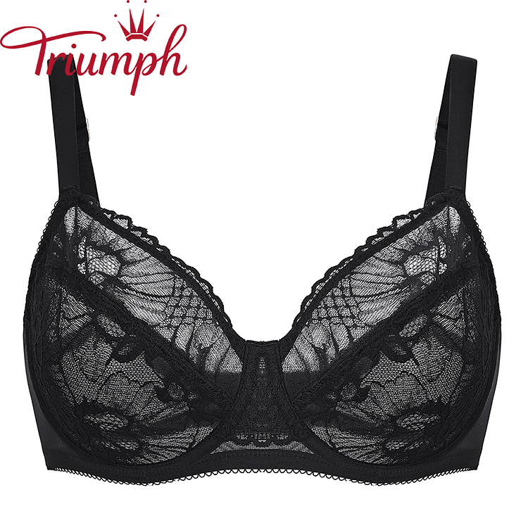 Triumph - (3 szt.) Nowy ultracienki, seksowny biustonosz z wydrążoną koronką