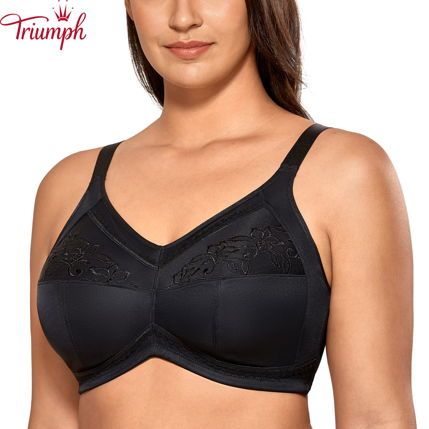 Triumph - 3 sztuki 🔥Haftowany biustonosz zakrywający całe ciało, bez fiszbin