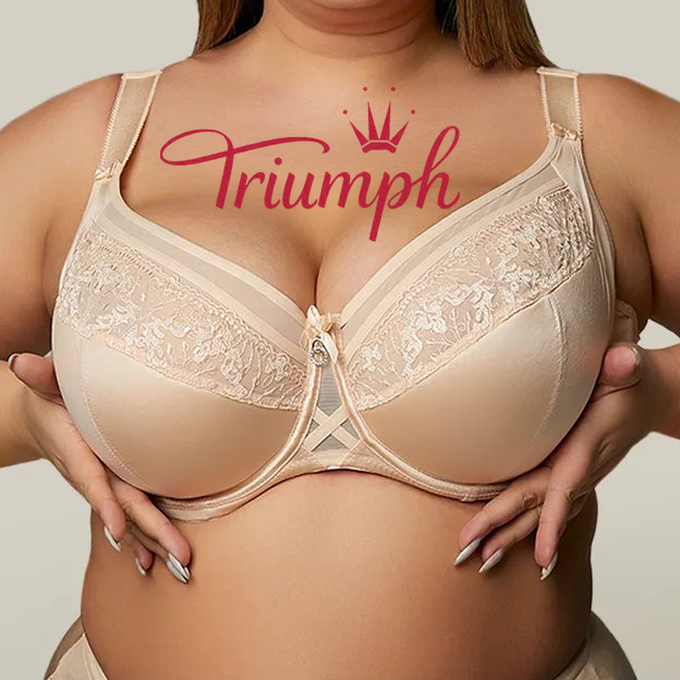 Triumph - (3 sztuki) Biustonosz koronkowy bez fiszbin w dużym rozmiarze