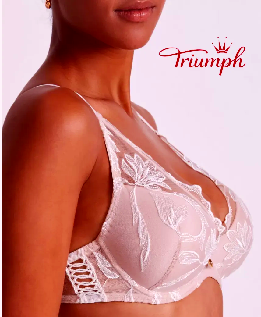 Triumph - Nowość 3-częściowy komplet 🔥 Koronkowy haftowany biustonosz