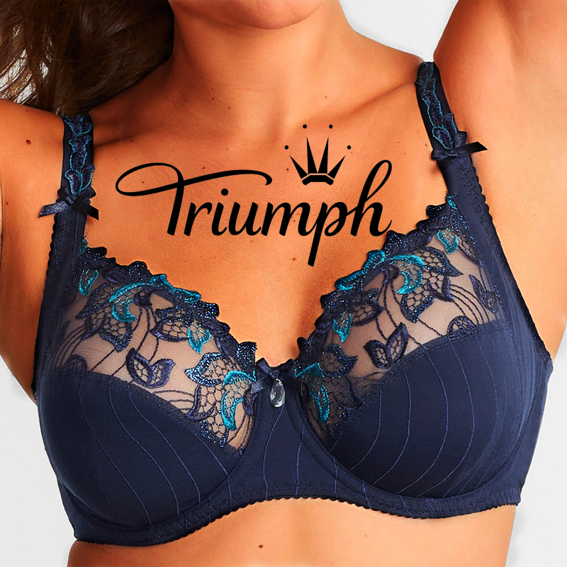 Triumph®👑3 sztuki ✨✨70% zniżki💝Wygodny biustonosz koronkowy z haftowanymi kwiatami w dużych rozmiarach [65A-120H]