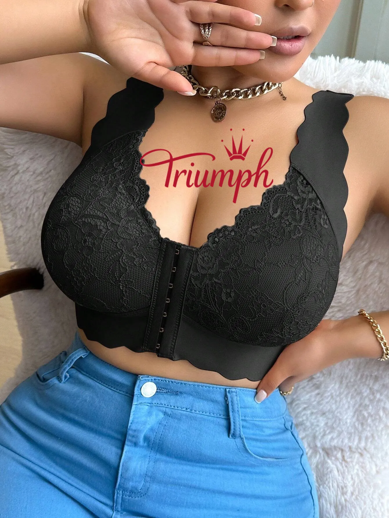 TRIUMPH® - 3 SZTUKI 🔥 Elegancki biustonosz z koronką w kwiaty