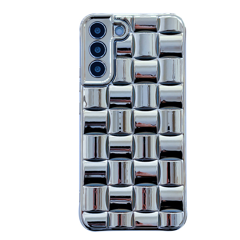 Tinka Samsung S24 23 22 21 serijos prabangiems auksu ir sidabru dengtiems 3D atspindintiems mobiliojo telefono dėkliams