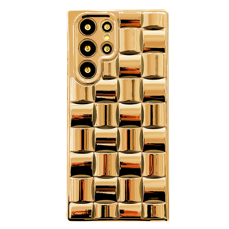 Tinka Samsung S24 23 22 21 serijos prabangiems auksu ir sidabru dengtiems 3D atspindintiems mobiliojo telefono dėkliams