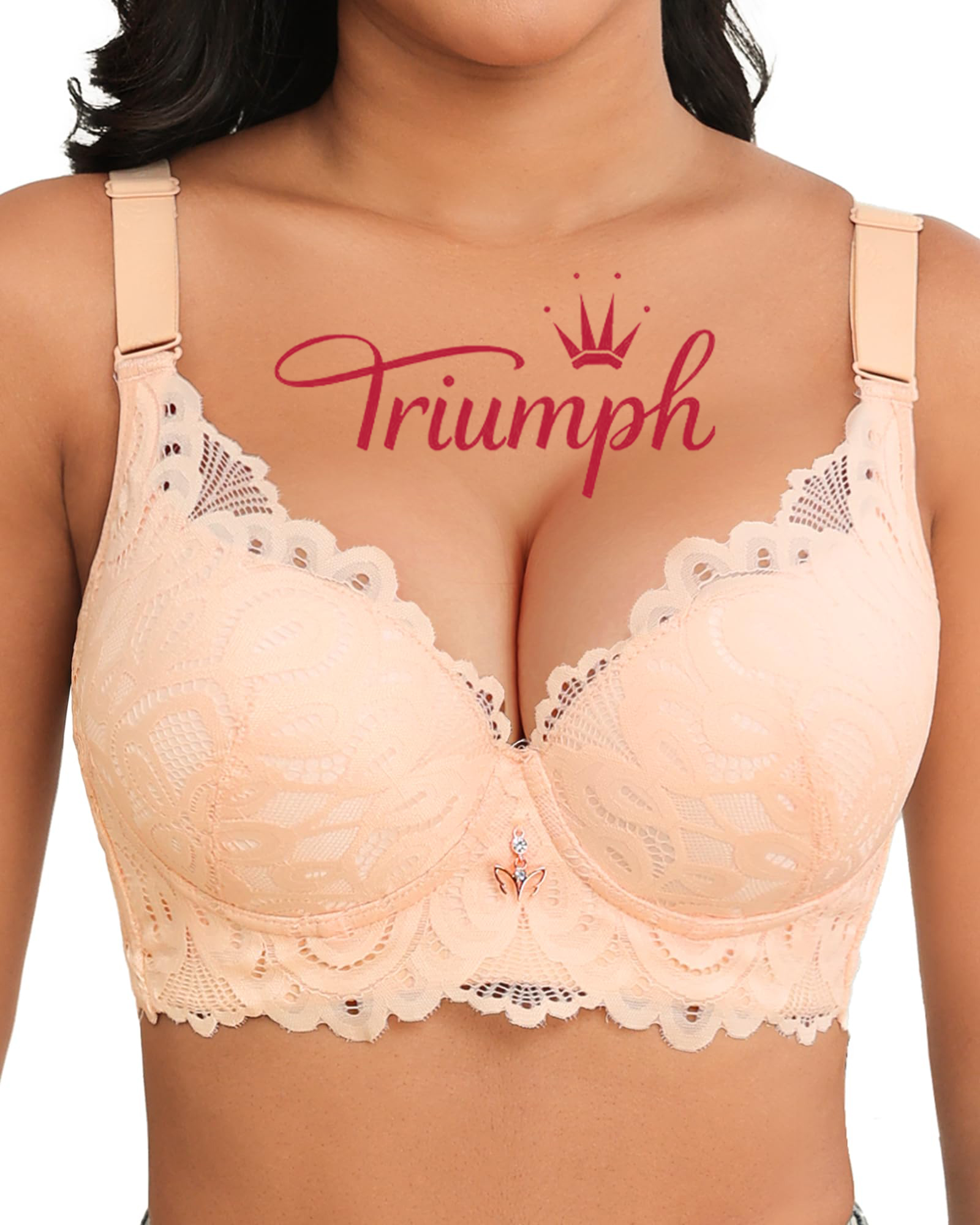 TRIUMPH💝 Koronkowy biustonosz push-up Damski biustonosz z fiszbinami w dużych rozmiarach