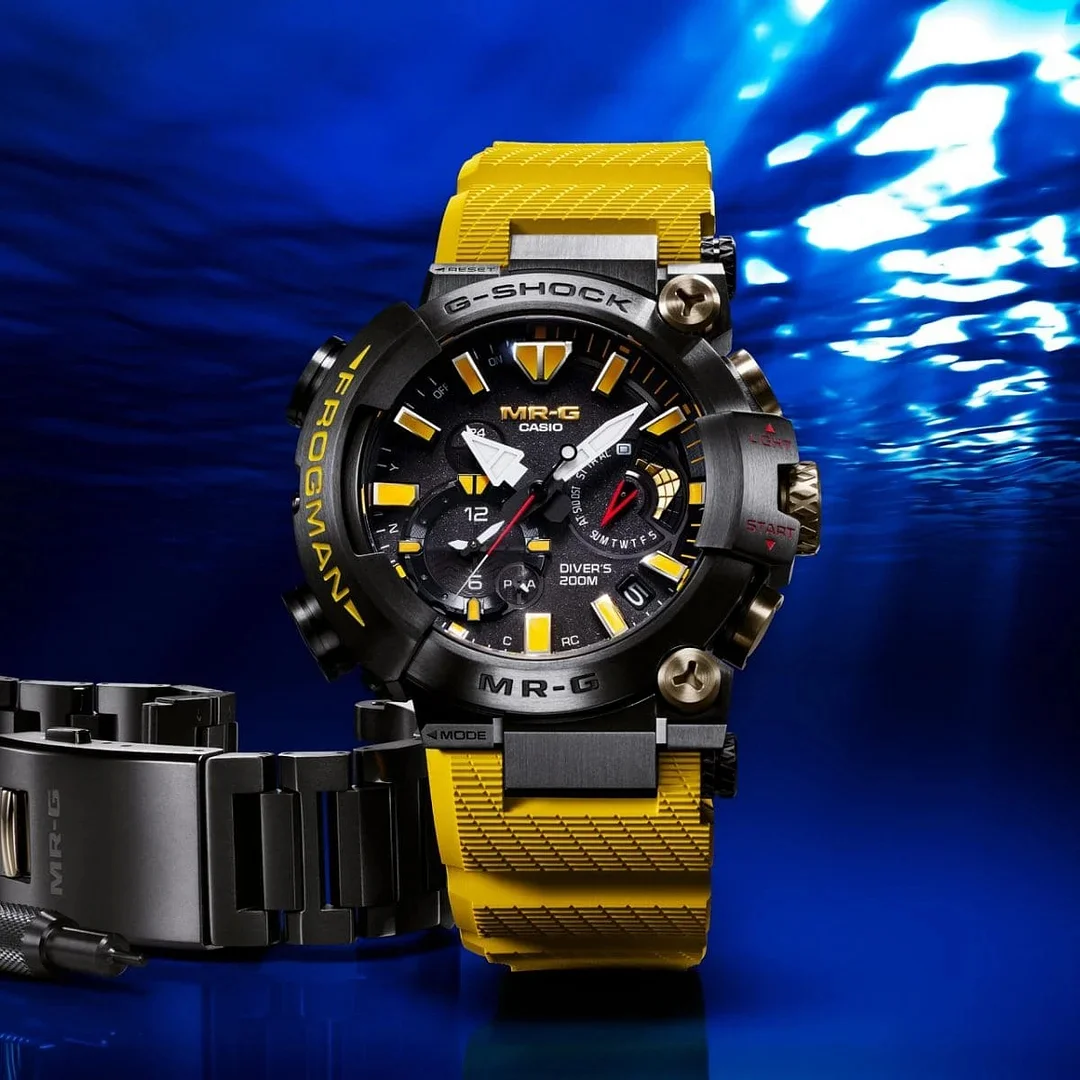 Zegarek męski Casio FROGMAN MRG-BF1000E-1A9 Żółty Dura Soft Viton Strap