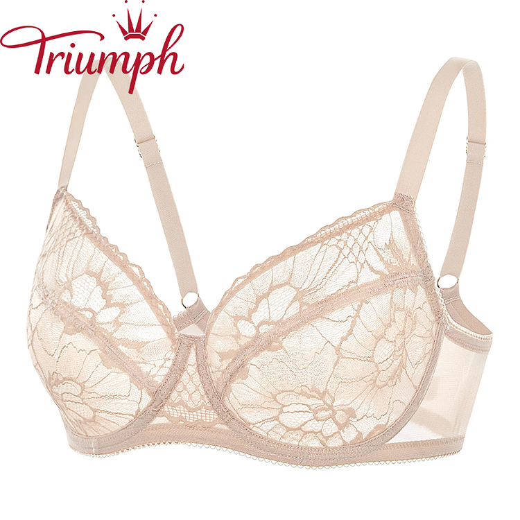 Triumph - (3 szt.) Nowy ultracienki, seksowny biustonosz z wydrążoną koronką