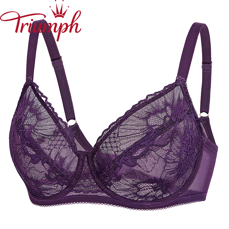 Triumph - (3 szt.) Nowy ultracienki, seksowny biustonosz z wydrążoną koronką
