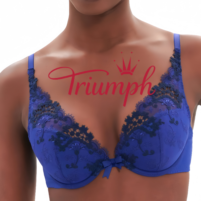 Triumph - 3 sztuki 🔥2024 Nowy haftowany koronkowy biustonosz z pełną miseczką Gorąca wyprzedaż