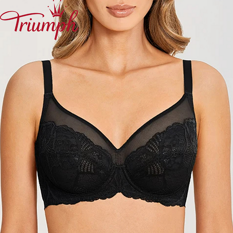 TRIUMPH - BEZPRZEWODOWY BIUSTONOSZ Z W PEŁNI KRYTYM KWIATOWYM KORONKIEM【M-6XL】