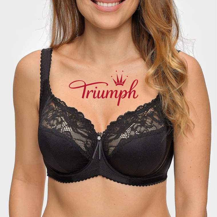 Triumph®-3 sztuki💖Wygodny biustonosz w dużym rozmiarze z haftowaną koronką