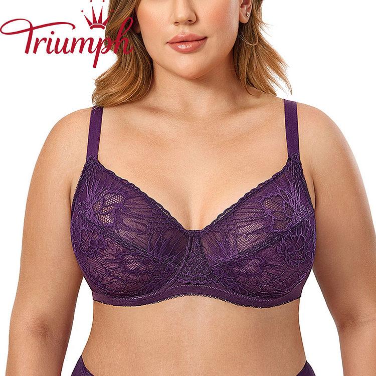 Triumph - (3 szt.) Nowy ultracienki, seksowny biustonosz z wydrążoną koronką