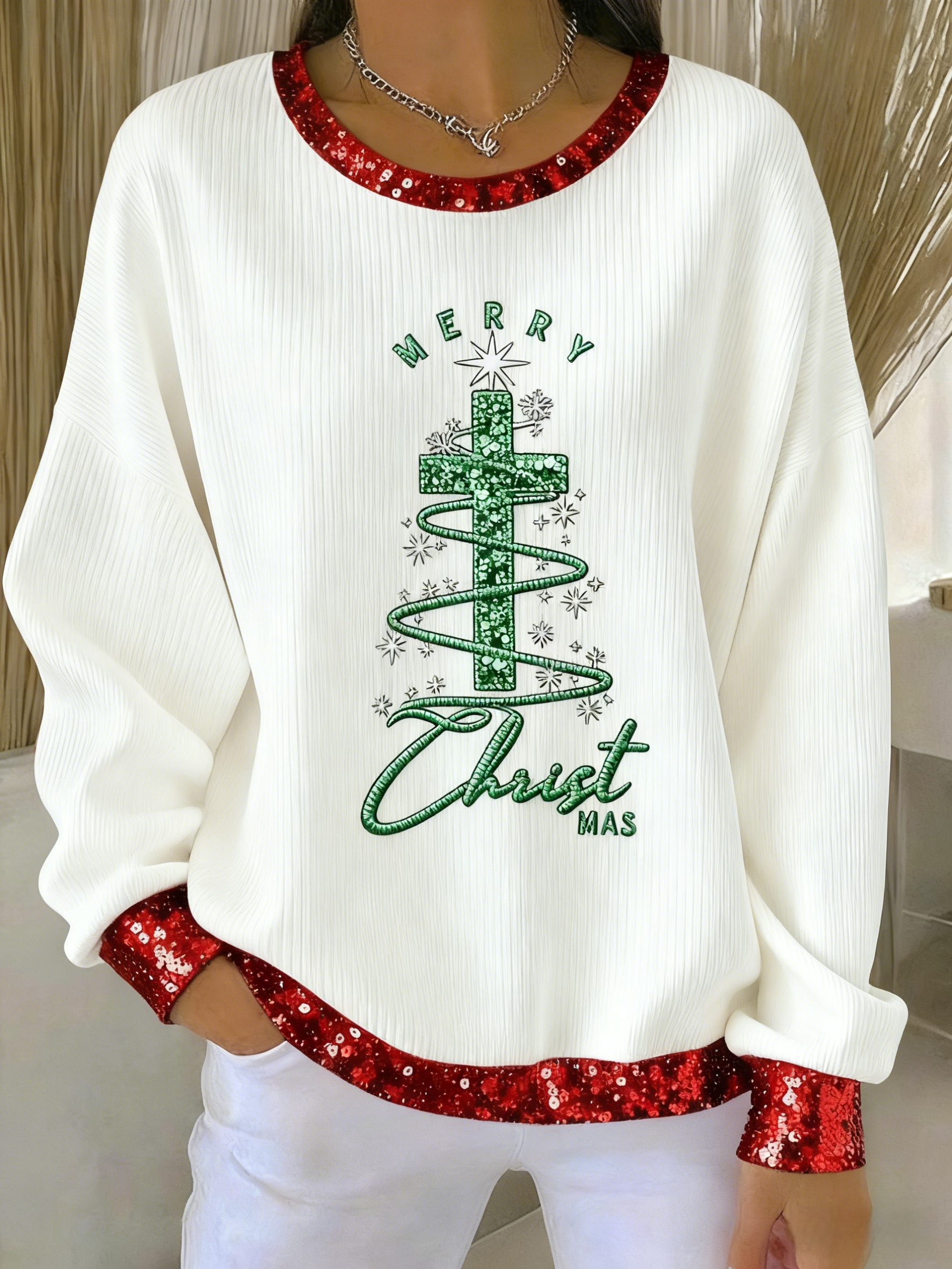 Women's Christmas Cross Print Casual Sweatshirt