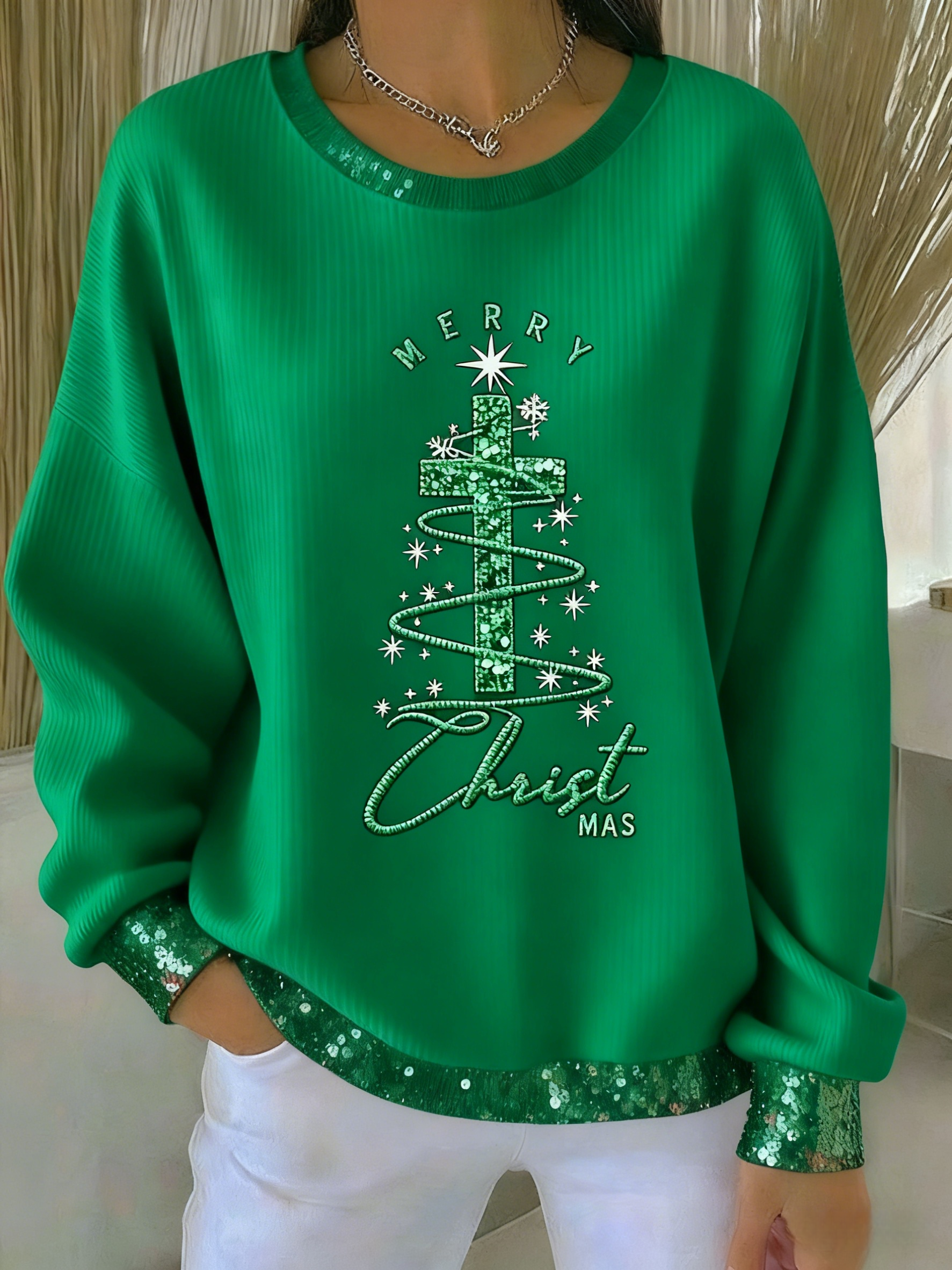 Women's Christmas Cross Print Casual Sweatshirt