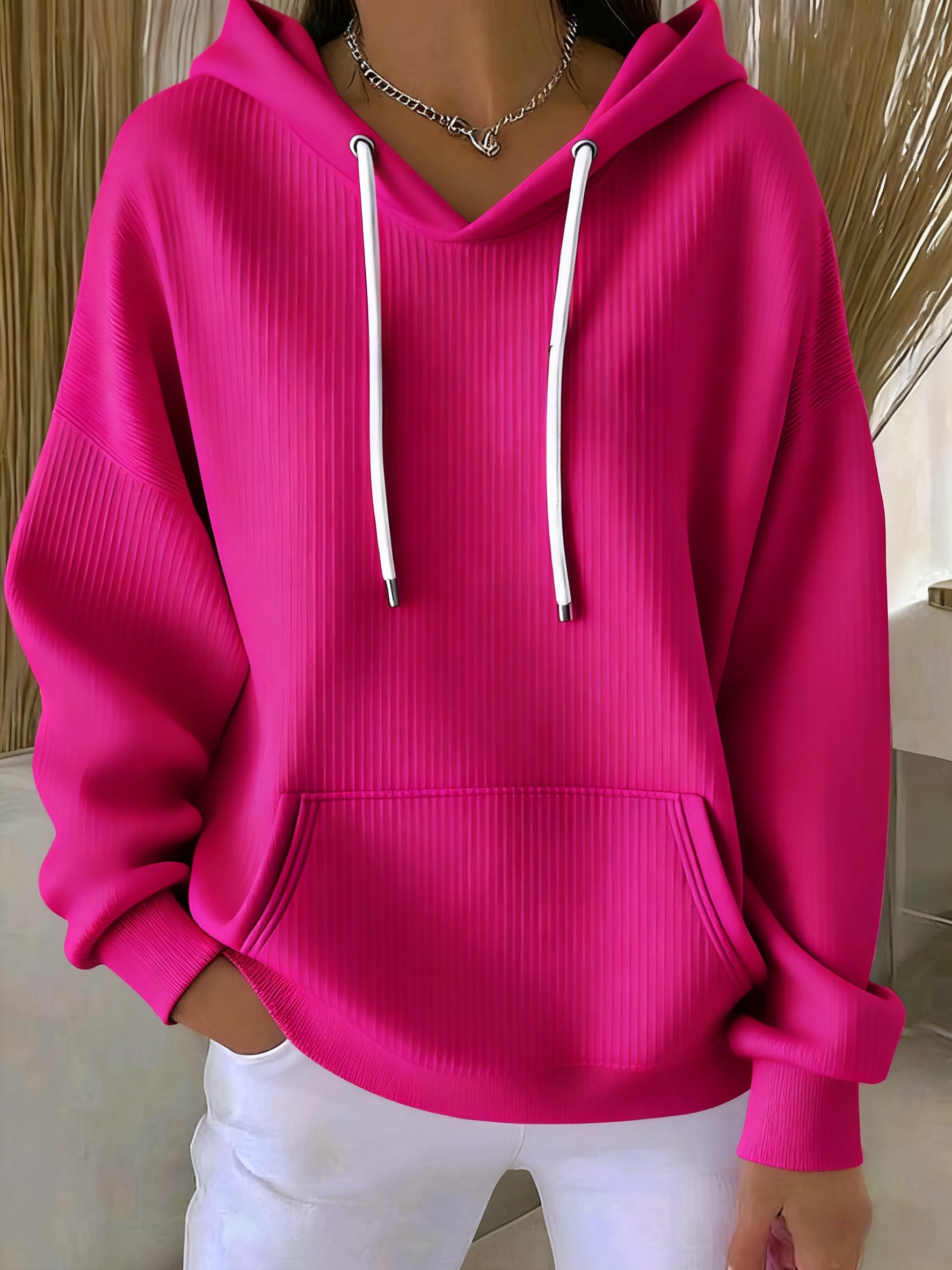 Women's casual retro ribbed sweatshirt