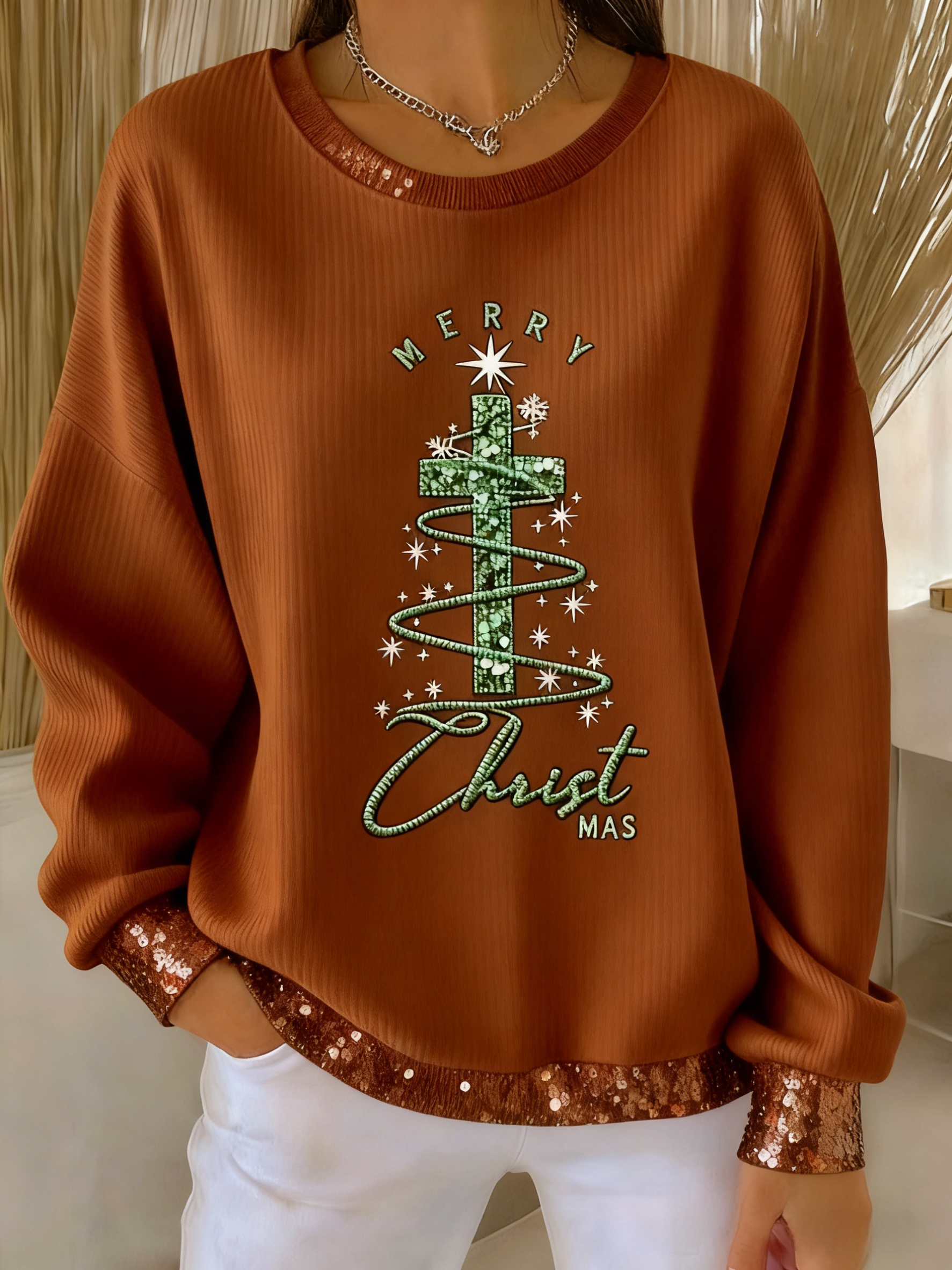 Women's Christmas Cross Print Casual Sweatshirt