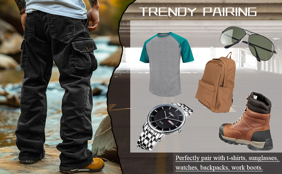 pair with tshirt, plaid shirt, long sleeve top, jacket, boots, bag, sunglasses