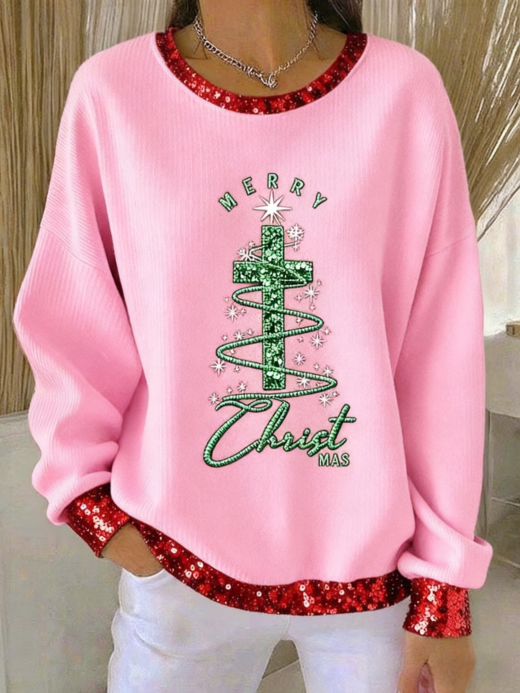 Women's Christmas Cross Print Casual Sweatshirt