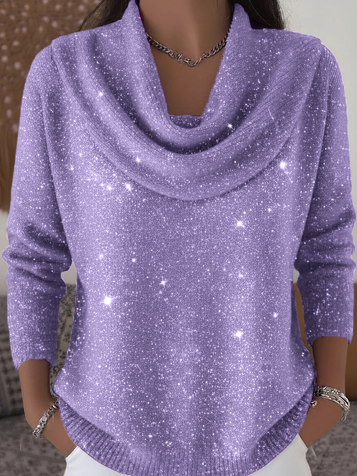 🎄 CLEARANCE SALE🔥 Women's Elegant Solid Color Loose Shiny Sweater