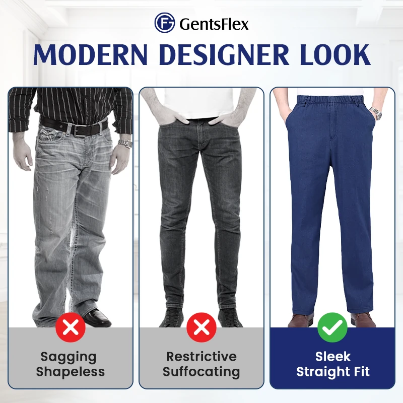 GentsFlex - Flexible Waist Straight Fit Comfort Denim