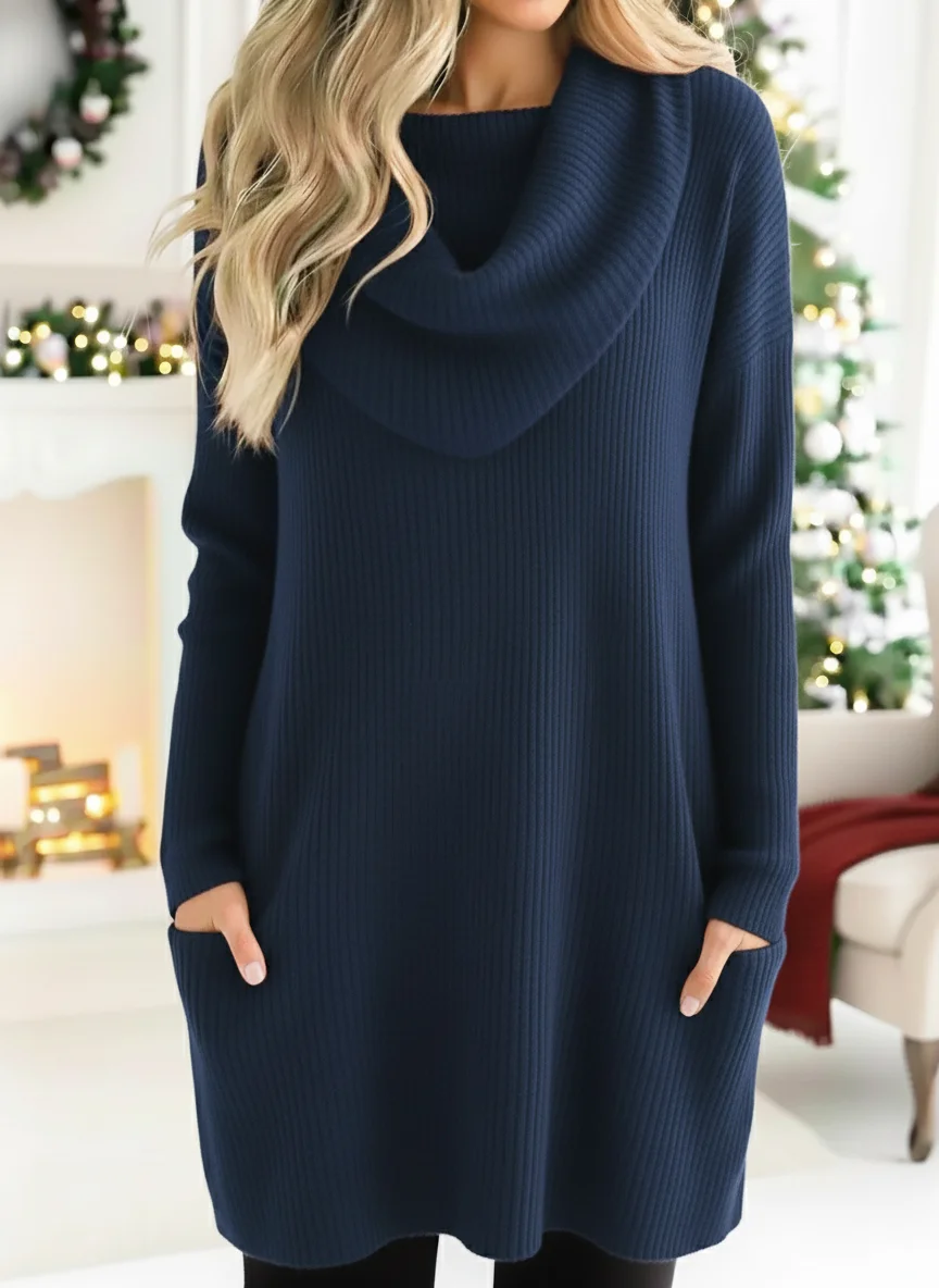 Cozy Retro Triangle Cowl Collar Knitted Sweater