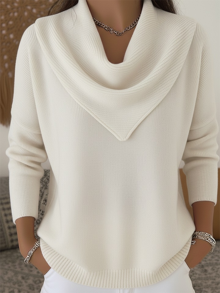CLEARANCE SALE🔥 Elegant Retro Soft Triangle Neck Solid Color Sweater Top