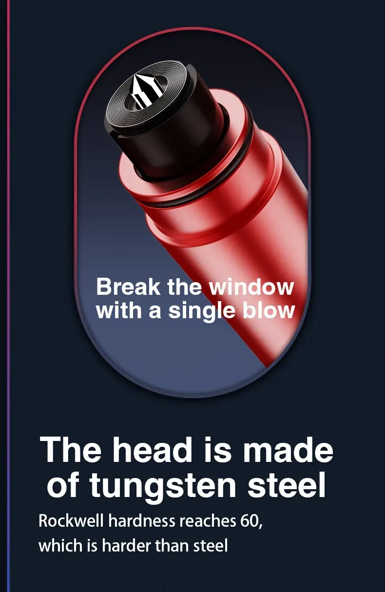 1pc sleek black emergency car safety hammer   aluminum alloy seat belt cutter window breaker keychain   vehicles details 3