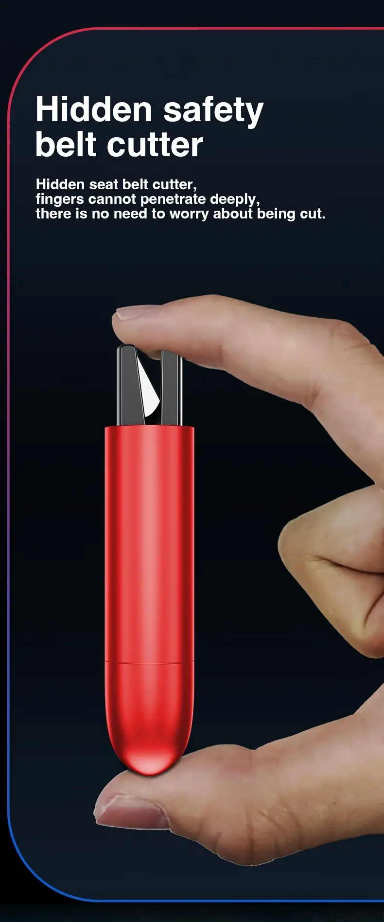 1pc sleek black emergency car safety hammer   aluminum alloy seat belt cutter window breaker keychain   vehicles details 6