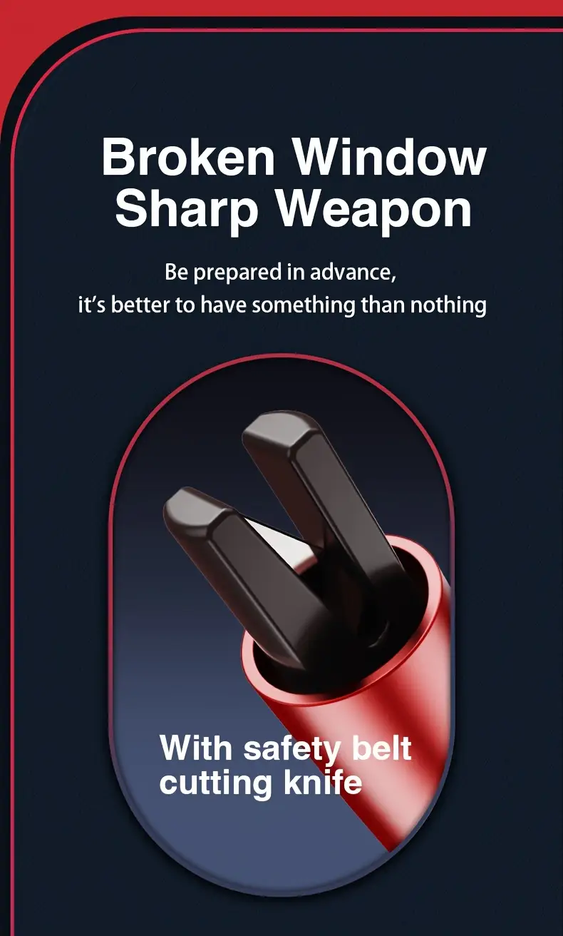 1pc sleek black emergency car safety hammer   aluminum alloy seat belt cutter window breaker keychain   vehicles details 2