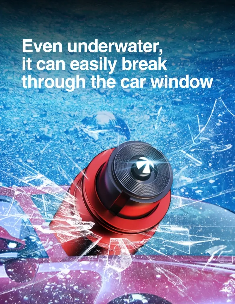 1pc sleek black emergency car safety hammer   aluminum alloy seat belt cutter window breaker keychain   vehicles details 7