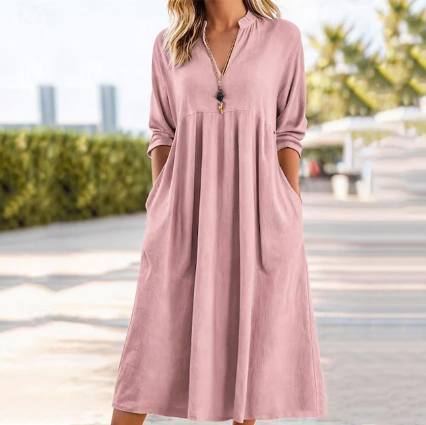 Women's Casual Cotton Linen Midi Dresses