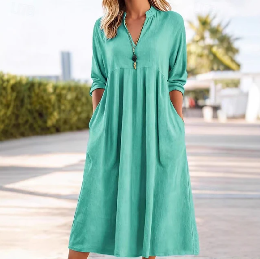 Women's Casual Cotton Linen Midi Dresses