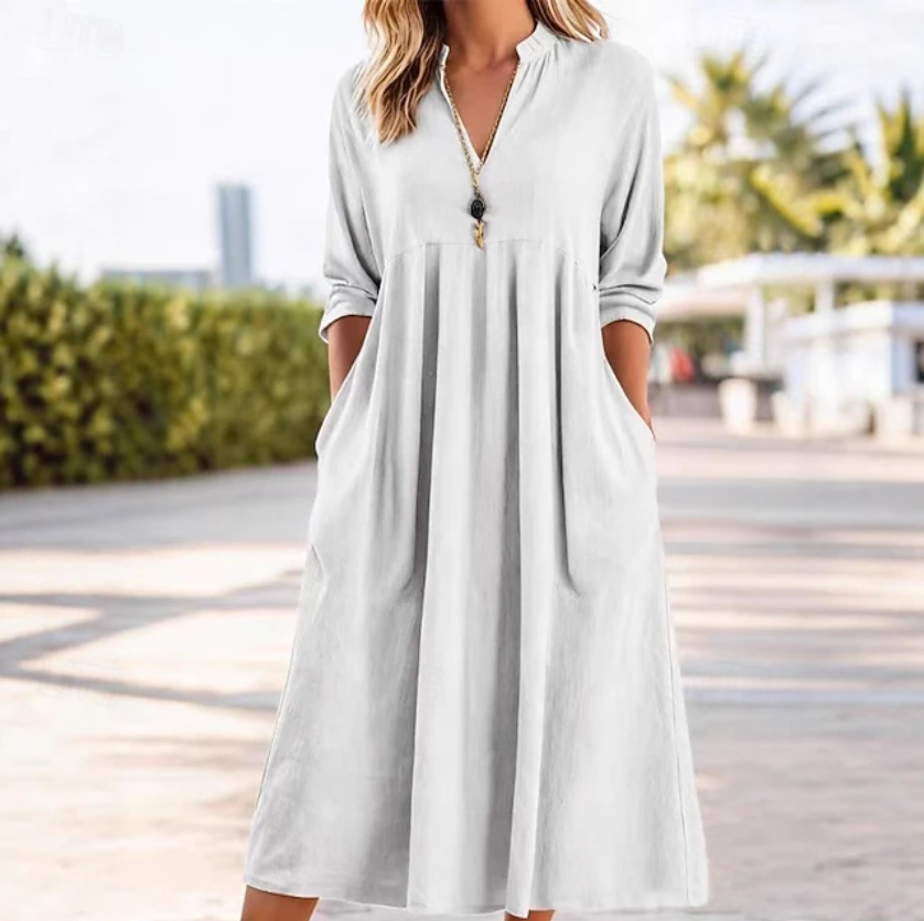 Women's Casual Cotton Linen Midi Dresses