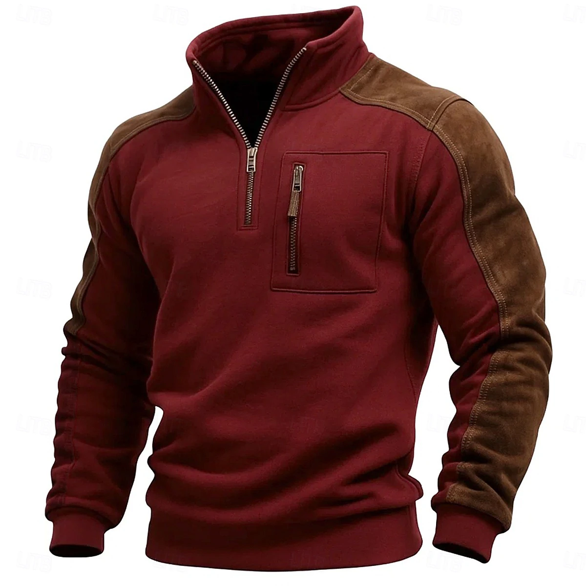Men's Retro  Stand Collar Zip-Up Sweatshirt