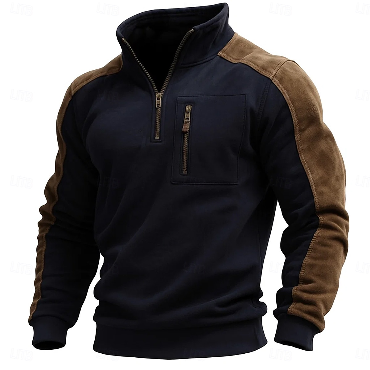 Men's Retro  Stand Collar Zip-Up Sweatshirt