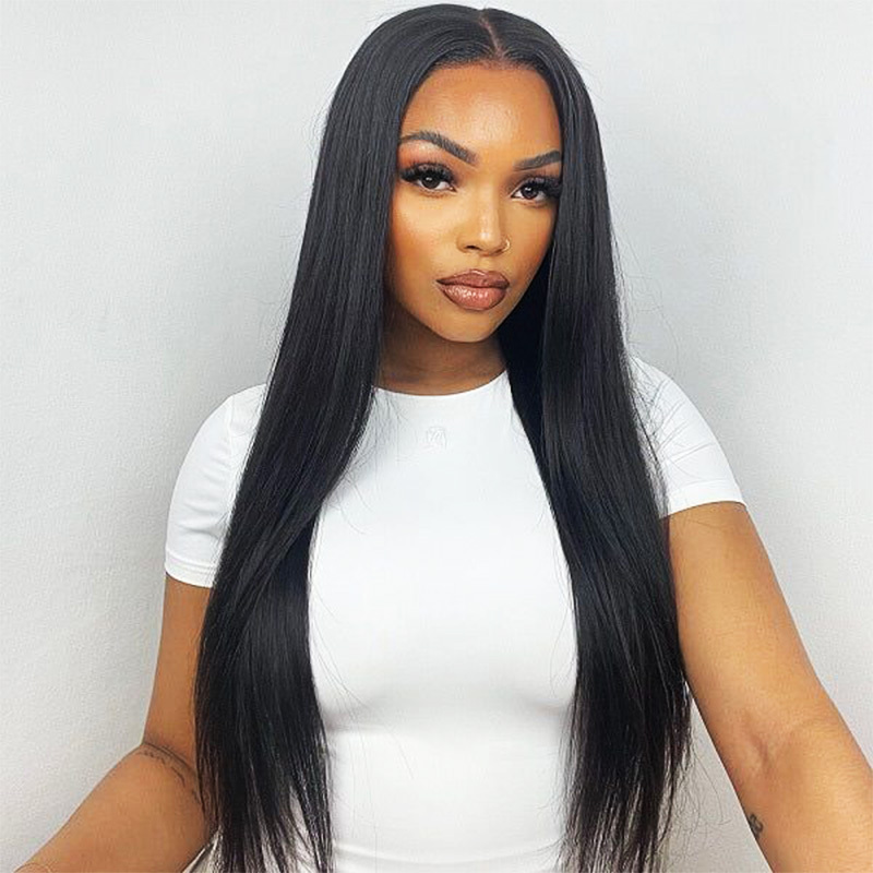 Raw Hair Straight Lace Frontal Wigs Glueless Human Hair Wigs Pre Plucked HD 13x6 13x4 200% Density Wig