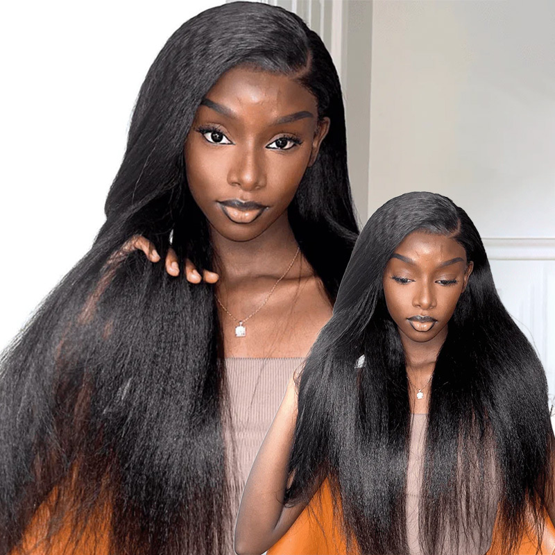 Raw Hair Natural Hairline Kinky Straight Hair 13x6 13x4 HD Lace Forntal Human Hair Wig Free Part