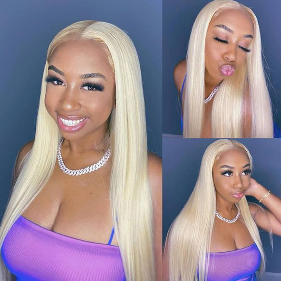 Raw Hair & Virgin Hair Straight 613 Blonde 2x6 HD Closure Wig