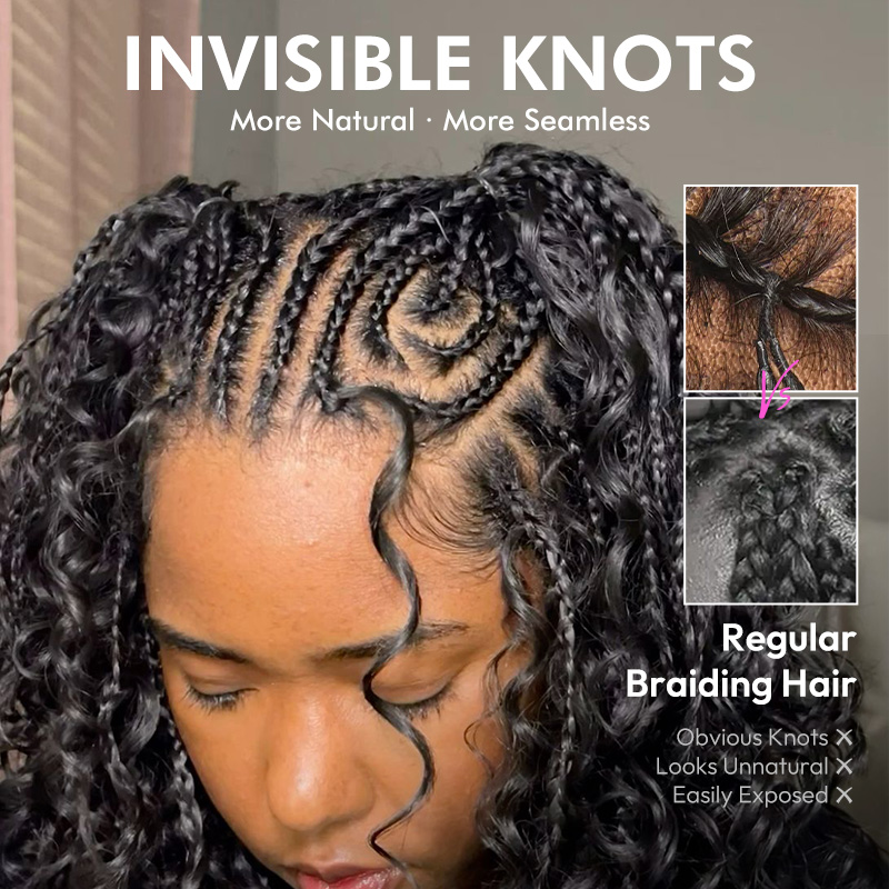 Pre-Separated Feather Crochet Human Hair for Miracle Knots Boho Braids | Deep Wave, Burmese Curly Protective Style 