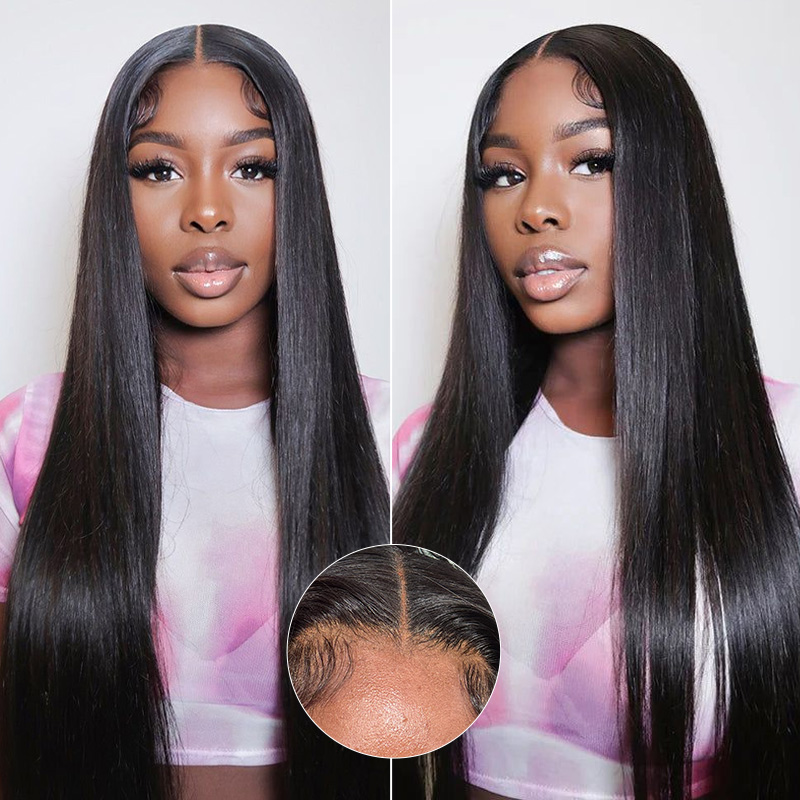 Raw Hair Straight Lace Frontal Wigs Glueless Human Hair Wigs Pre Plucked HD 13x6 13x4 250% Density Wig