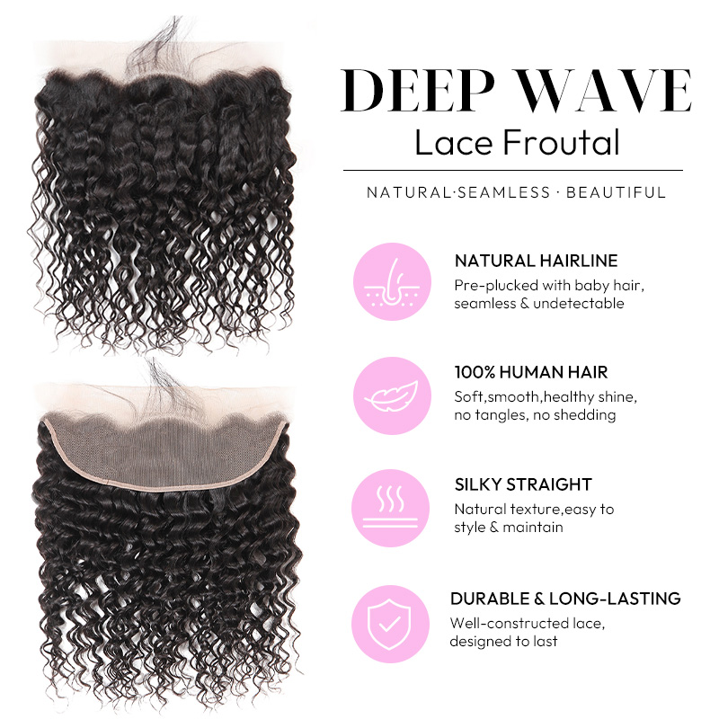 Burmese Hair Deep Wave  Lace Frontal