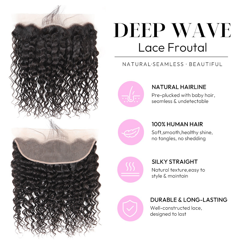 Burmese Hair Deep Wave  Lace Frontal