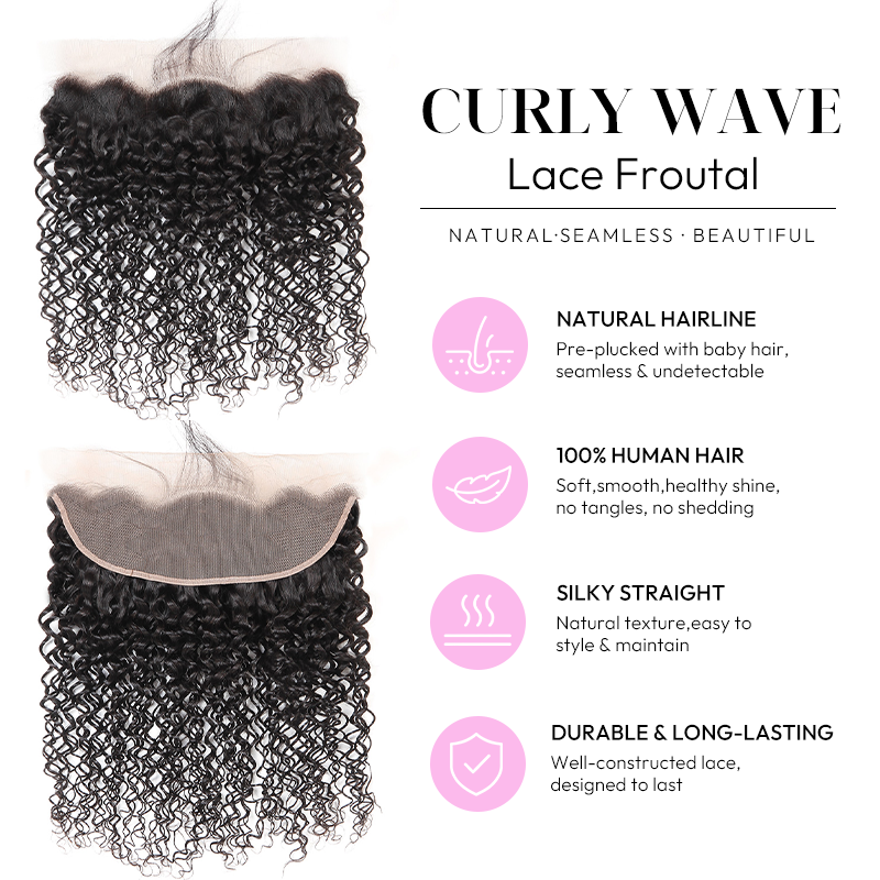 Luxury Raw Hair  Curly Wave Lace Frontal