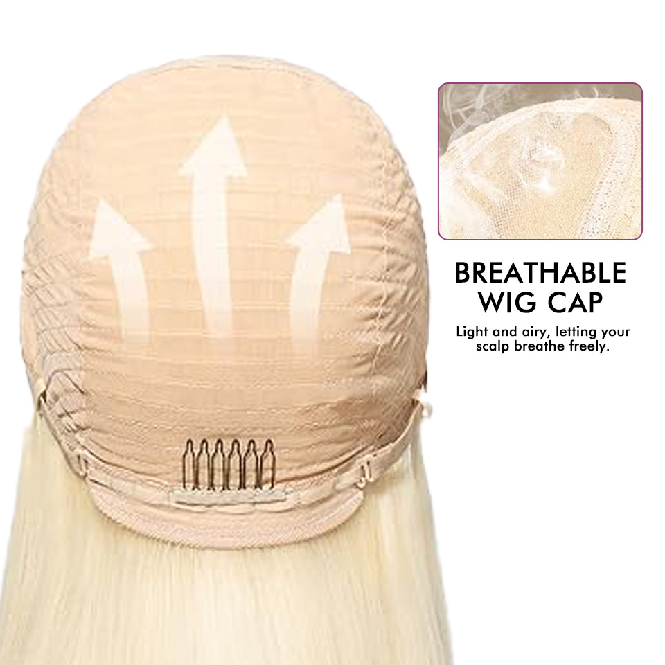 Raw Hair & Virgin Hair Straight 613 Blonde 2x6 HD Closure Wig