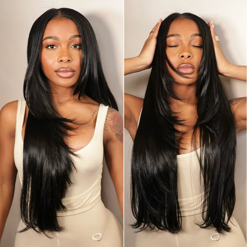 Raw Hair Straight Lace Frontal Wigs Glueless Human Hair Wigs Pre Plucked HD 13x6 13x4 250% Density Wig