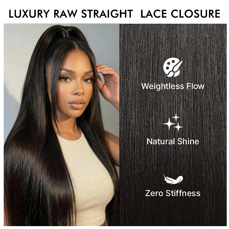 Luxury Raw Hair Straight  Lace Closure