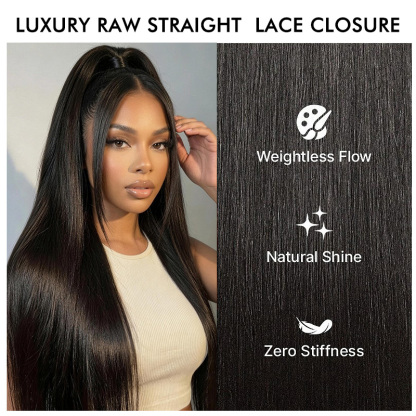 Luxury Raw Hair Straight  Lace Closure