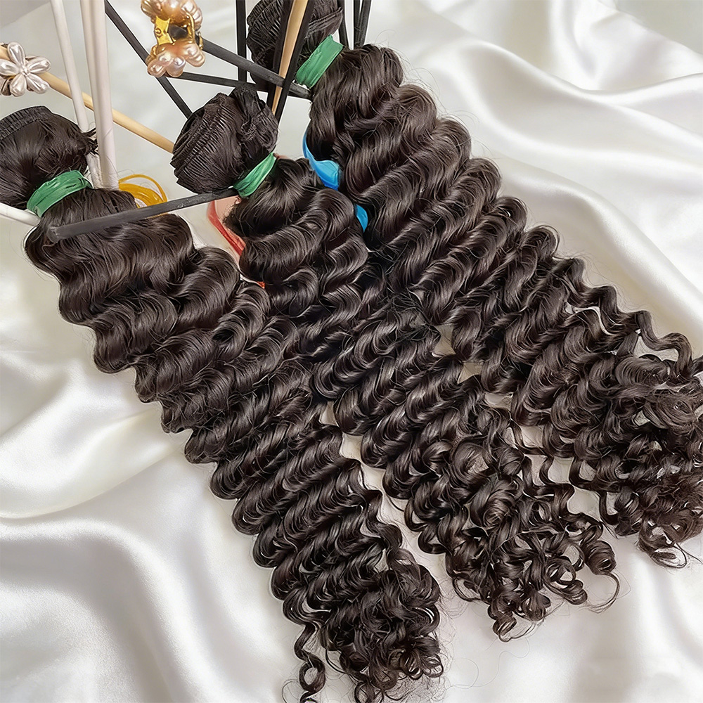 Raw human hair Deep Wave Hair bundle wholesale unprocessed hair bundle deal 1 bundle/ 3 bundle /4 bundle