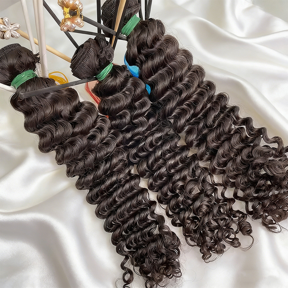 Raw human hair Deep Wave Hair bundle wholesale unprocessed hair bundle deal 1 bundle/ 3 bundle /4 bundle